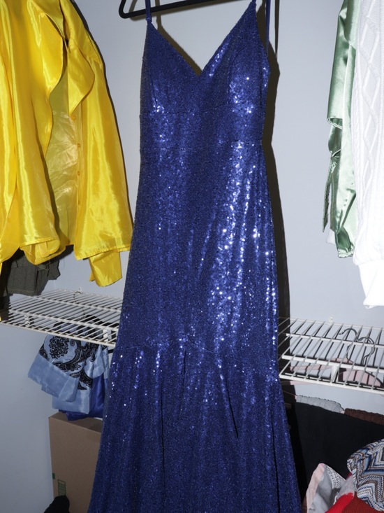 Dresses & Skirts - Royal Blue Sequin Spaghetti Strap Gown